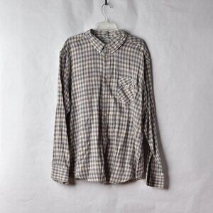 Lucky Brand Mens Button Long Sleeve Shirt Size XXLarge Grey Plaid 2XL
